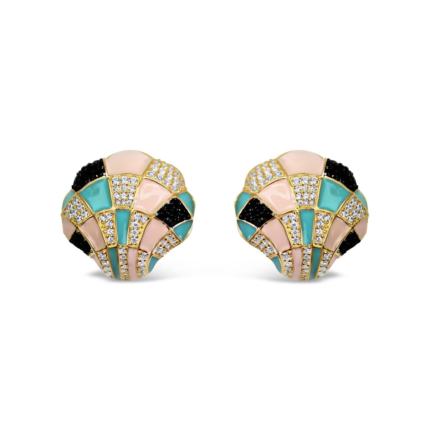 Sterling Silver Enamel Shell Earrings