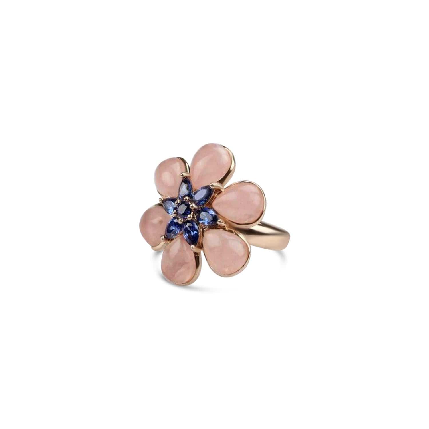 Gold Plated Quartz Flower Ring