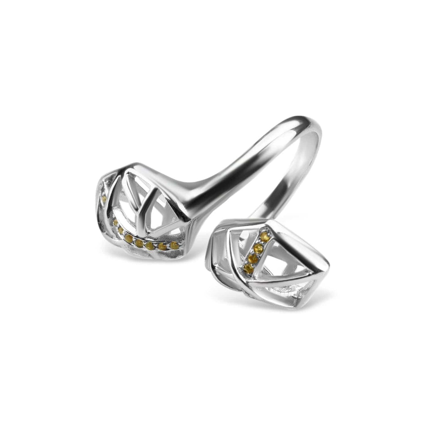 White Gold Plated Citrine Helical Ring