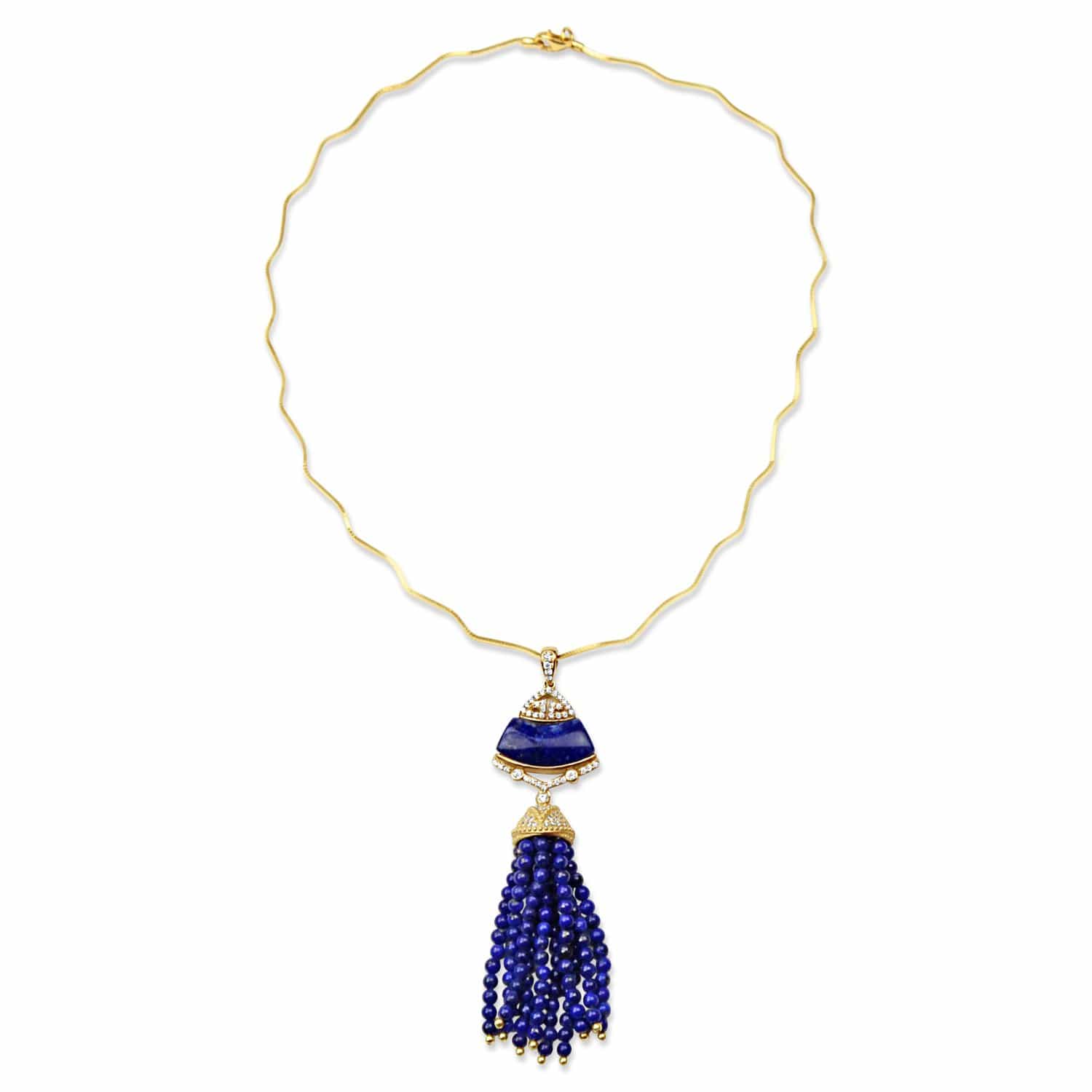 Sterling Silver Lapis Tassel Necklace