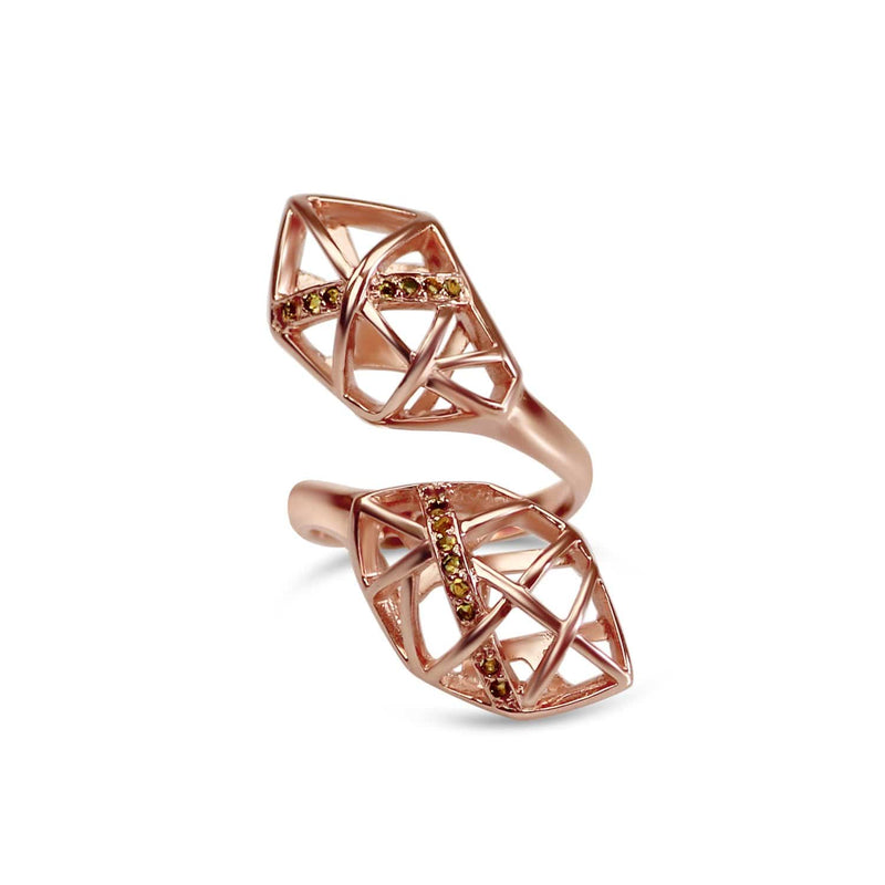 Rose Gold Plated Citrine Helical Ring