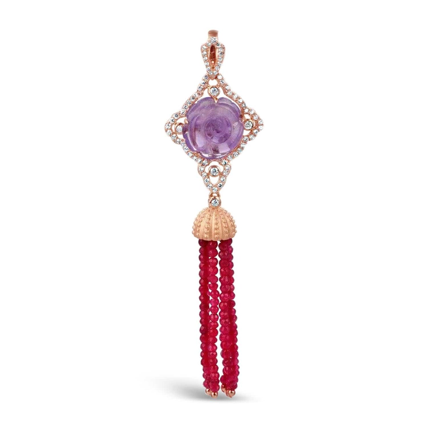 Amethyst and Garnet Tassel Necklace