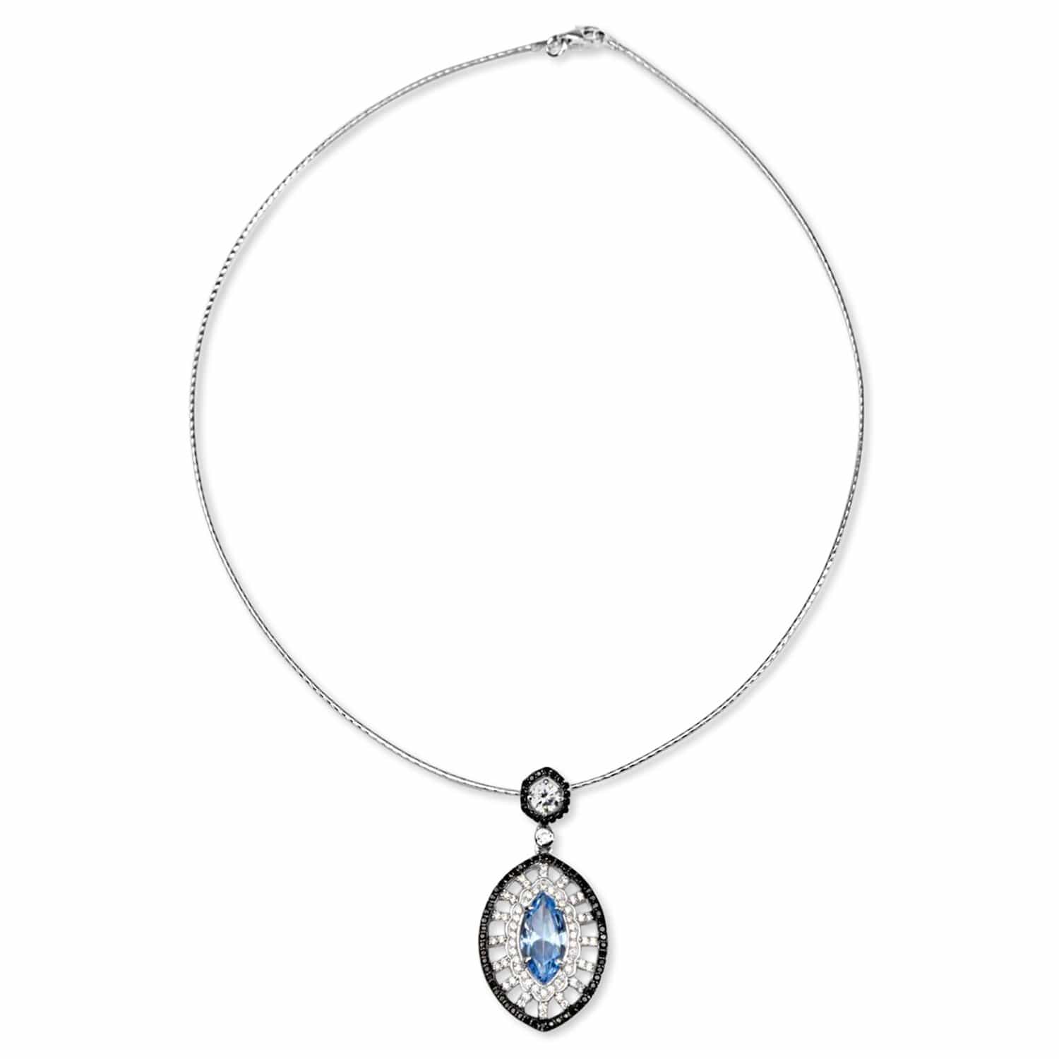 Sterling Silver Blue Zirconia Necklace