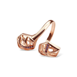 Rose Gold Plated Amethyst Helical Ring