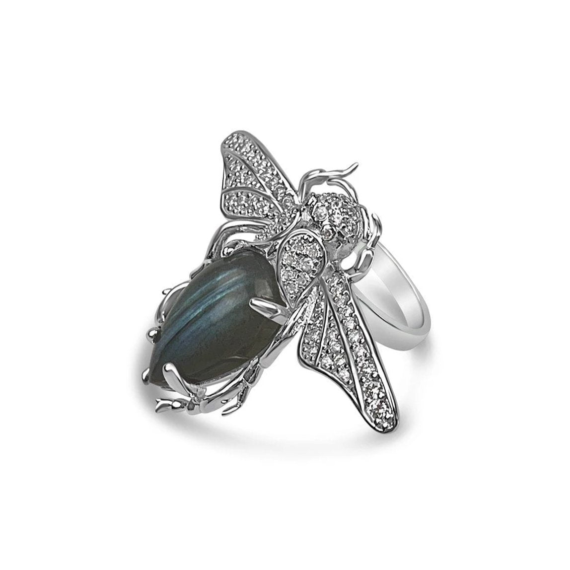 Sterling Silver Labradorite Bug Ring