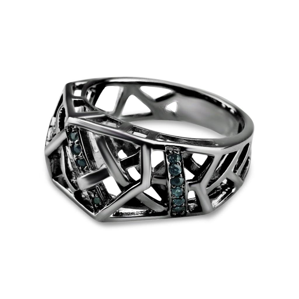 Rhodium Plated Crossover Topaz Ring