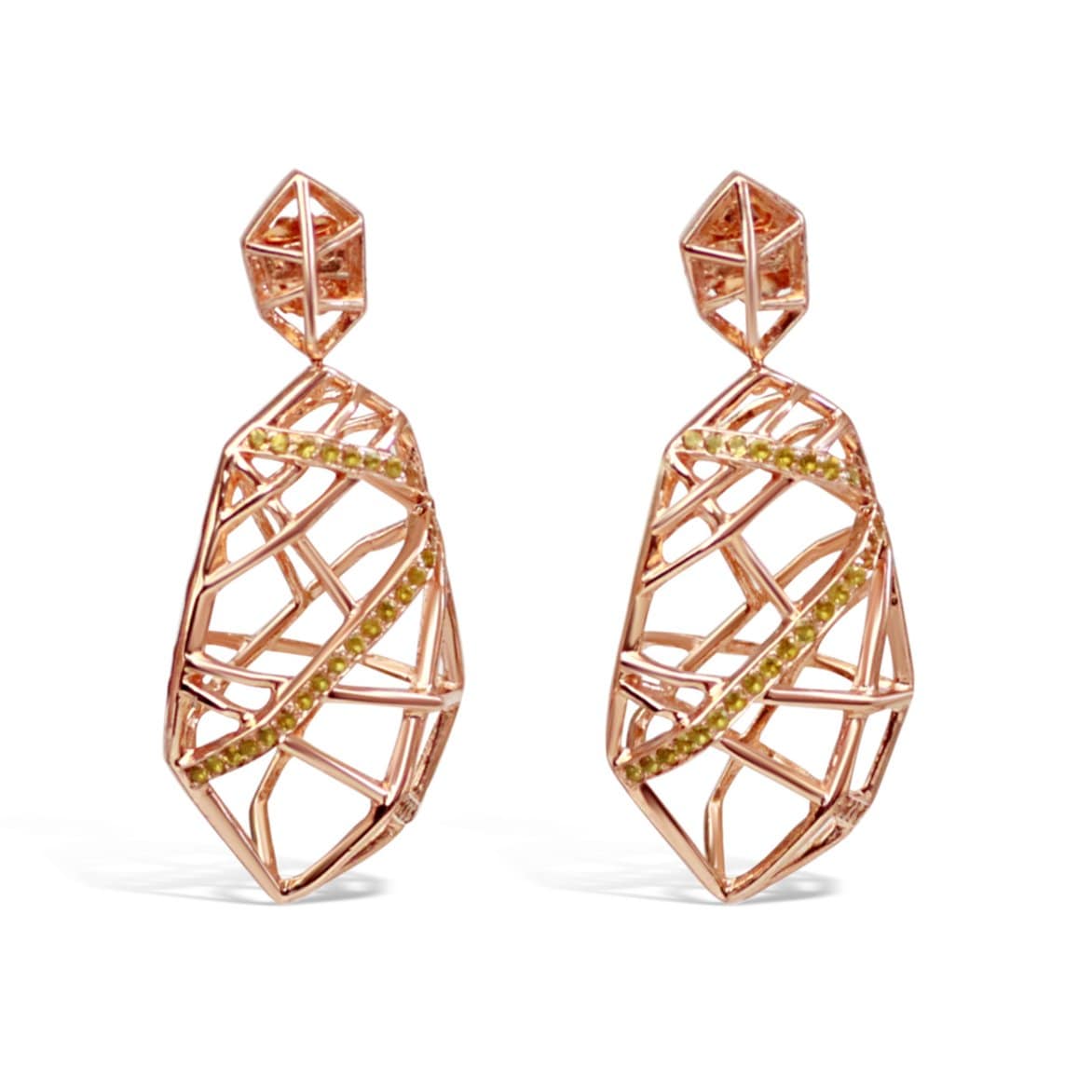 Gold Plated Silver Openwork Citrine Earrings