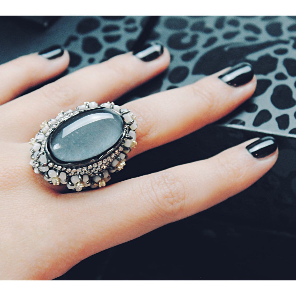 Sterling Silver Hematite Cocktail Ring