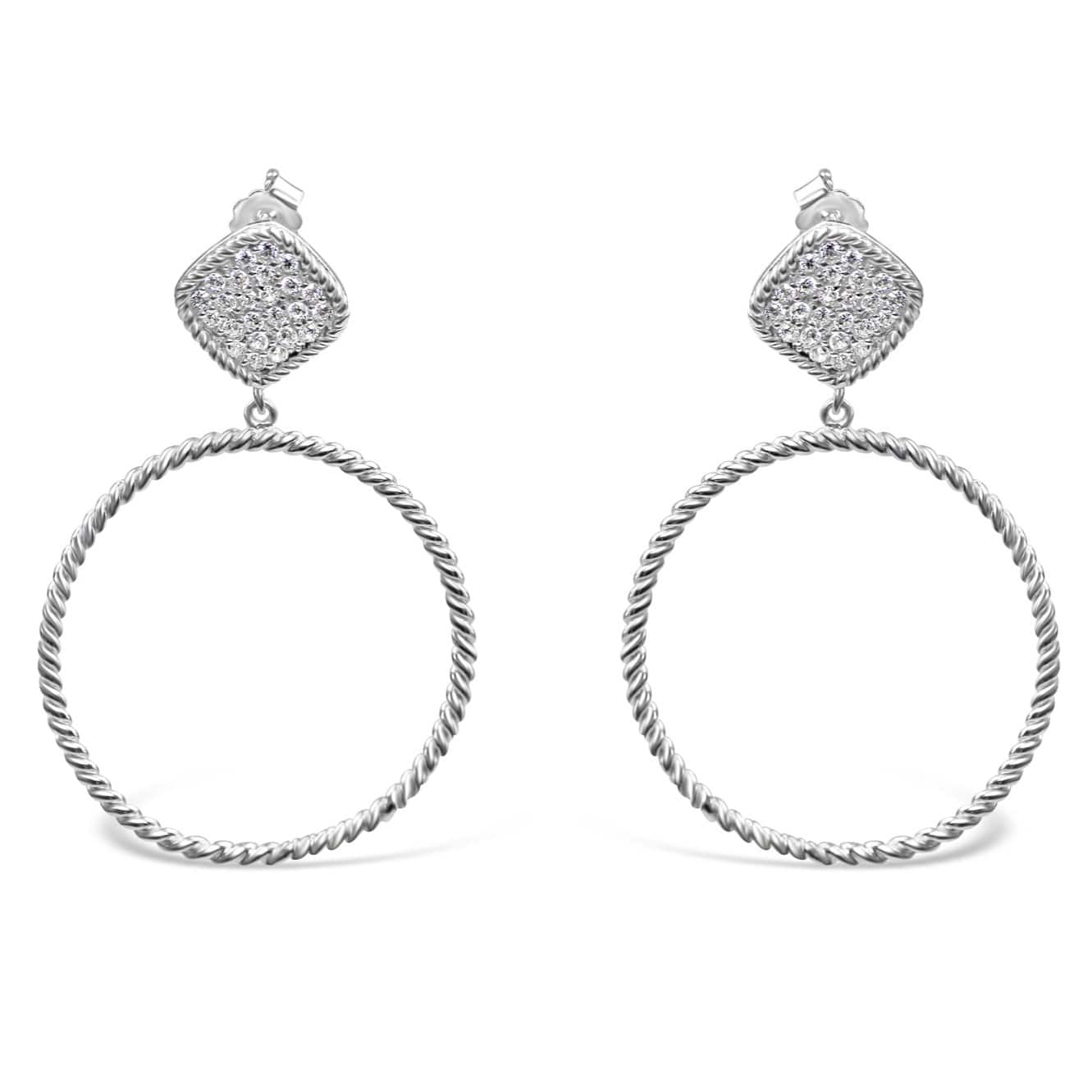 Sterling Silver Zirconia Hoop Earrings