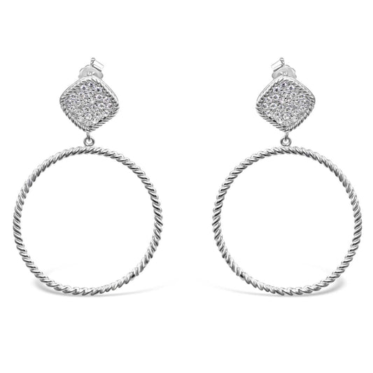 Sterling Silver Zirconia Hoop Earrings