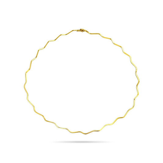 Gold Plated Sterling Silver Zig-Zag Choker Necklace