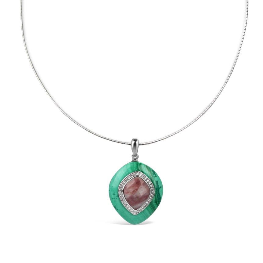 Silver Jasper and Malachite Necklace