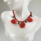 Natural Red Daisy & Pearl Necklace