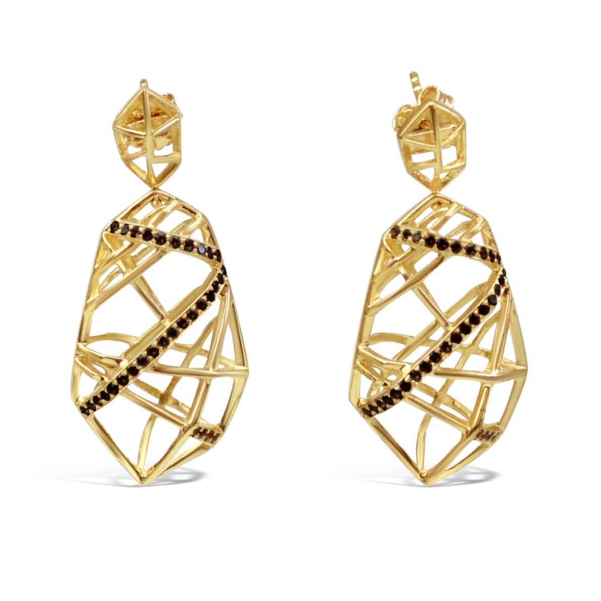 Gold Plated Crossover Quartz Earrings