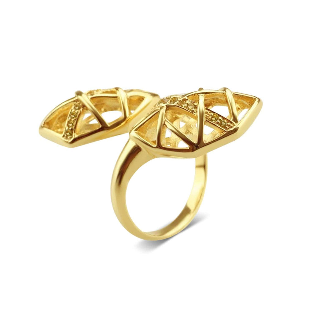 Gold Plated Citrine Helical Ring