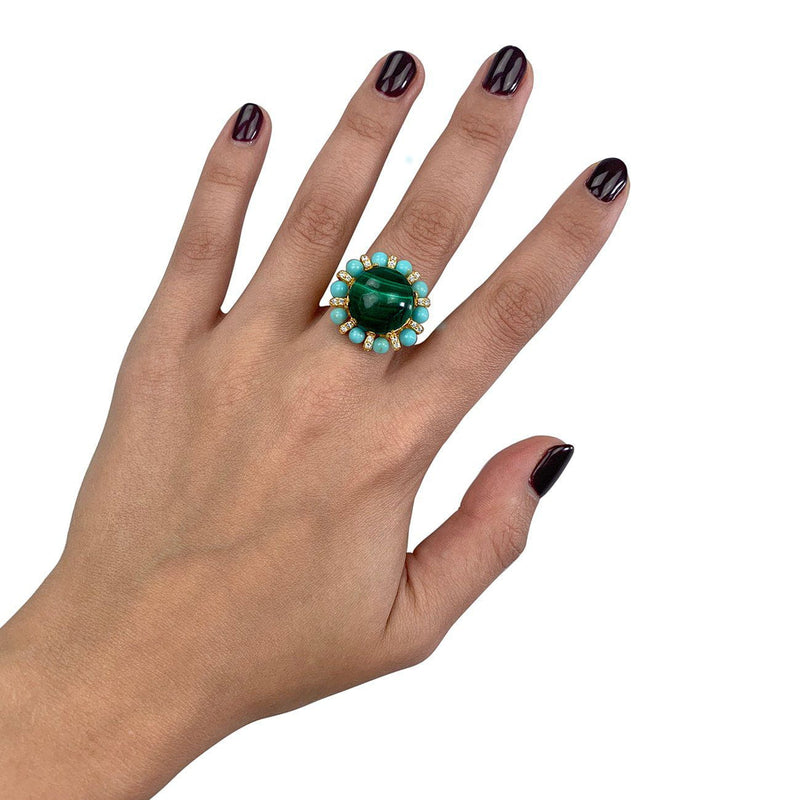 Sterling Silver Malachite Cocktail Ring