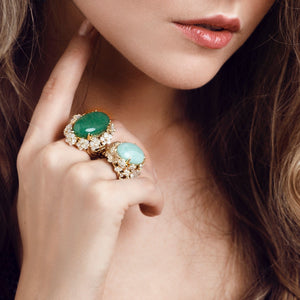 Gold Plated Sterling Silver Blue Amazonite Cocktail Ring
