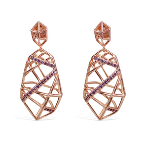Gold Plated Crossover Amethyst Earrings