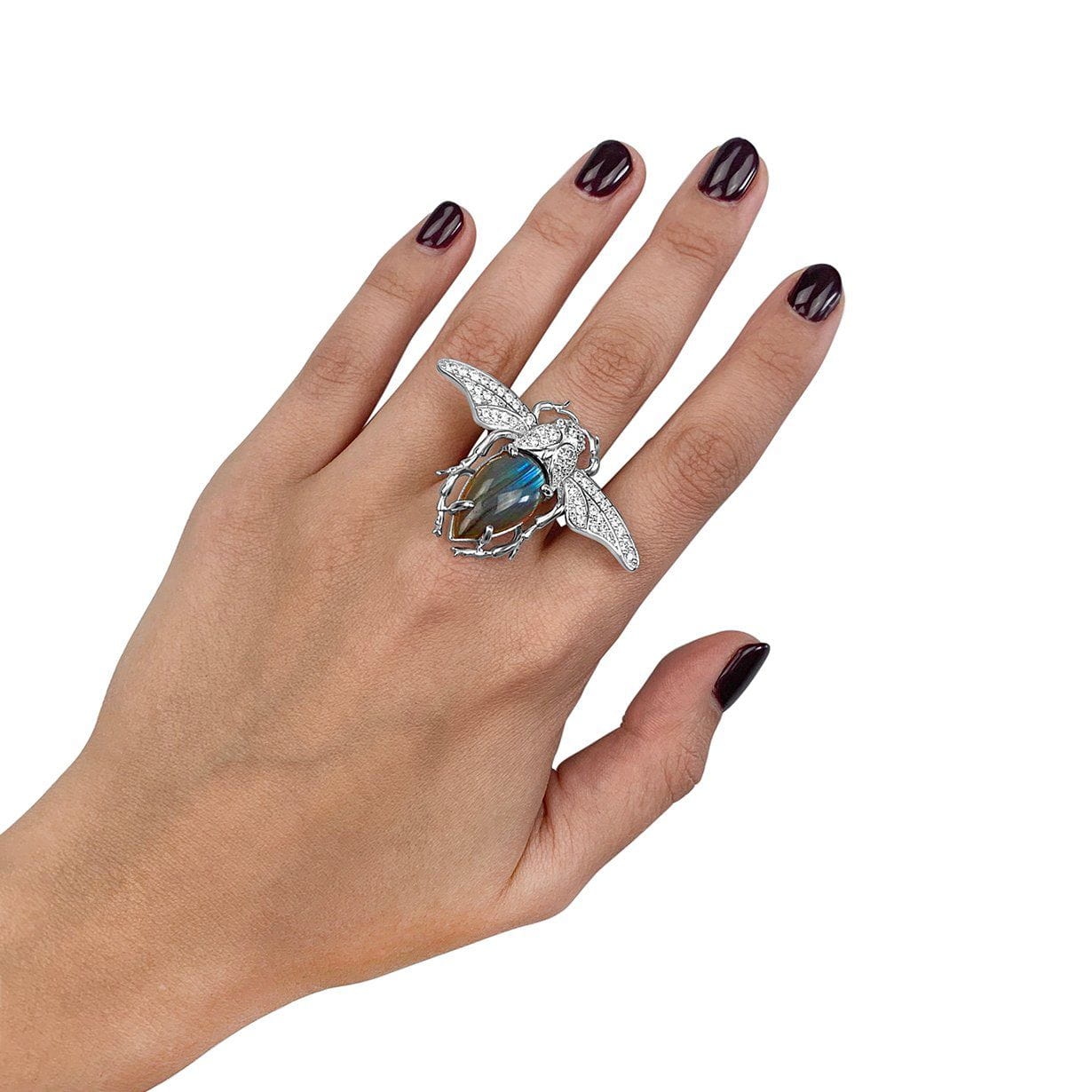 Sterling Silver Labradorite Bug Ring