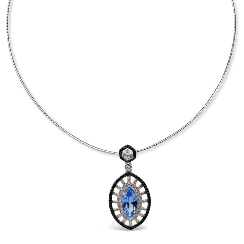 Sterling Silver Blue Zirconia Necklace