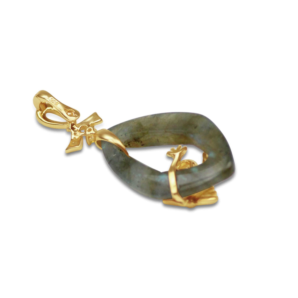 Gold Plated Labradorite Frog Pendant