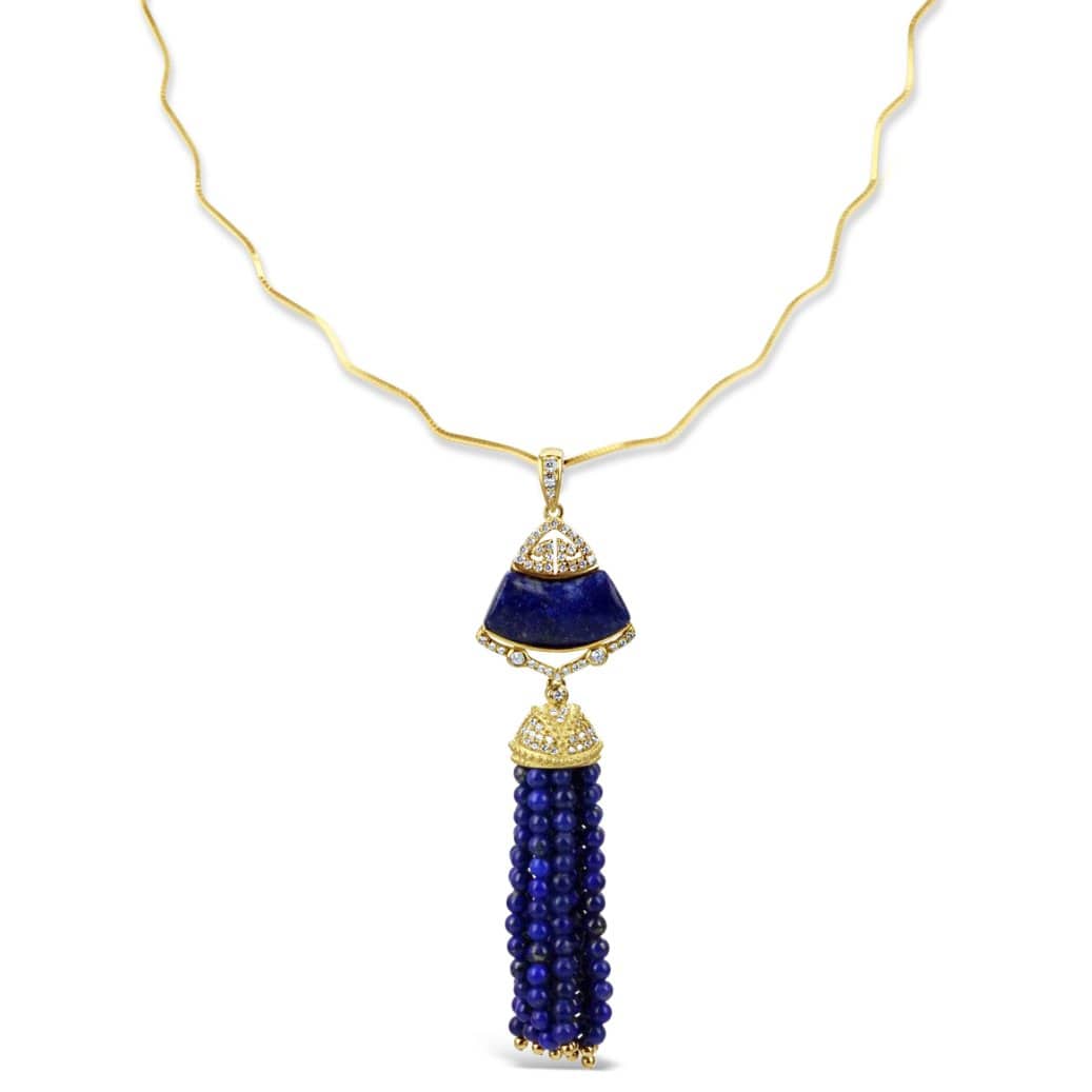 Sterling Silver Lapis Tassel Necklace