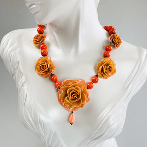 Natural Rose and Coral Necklace